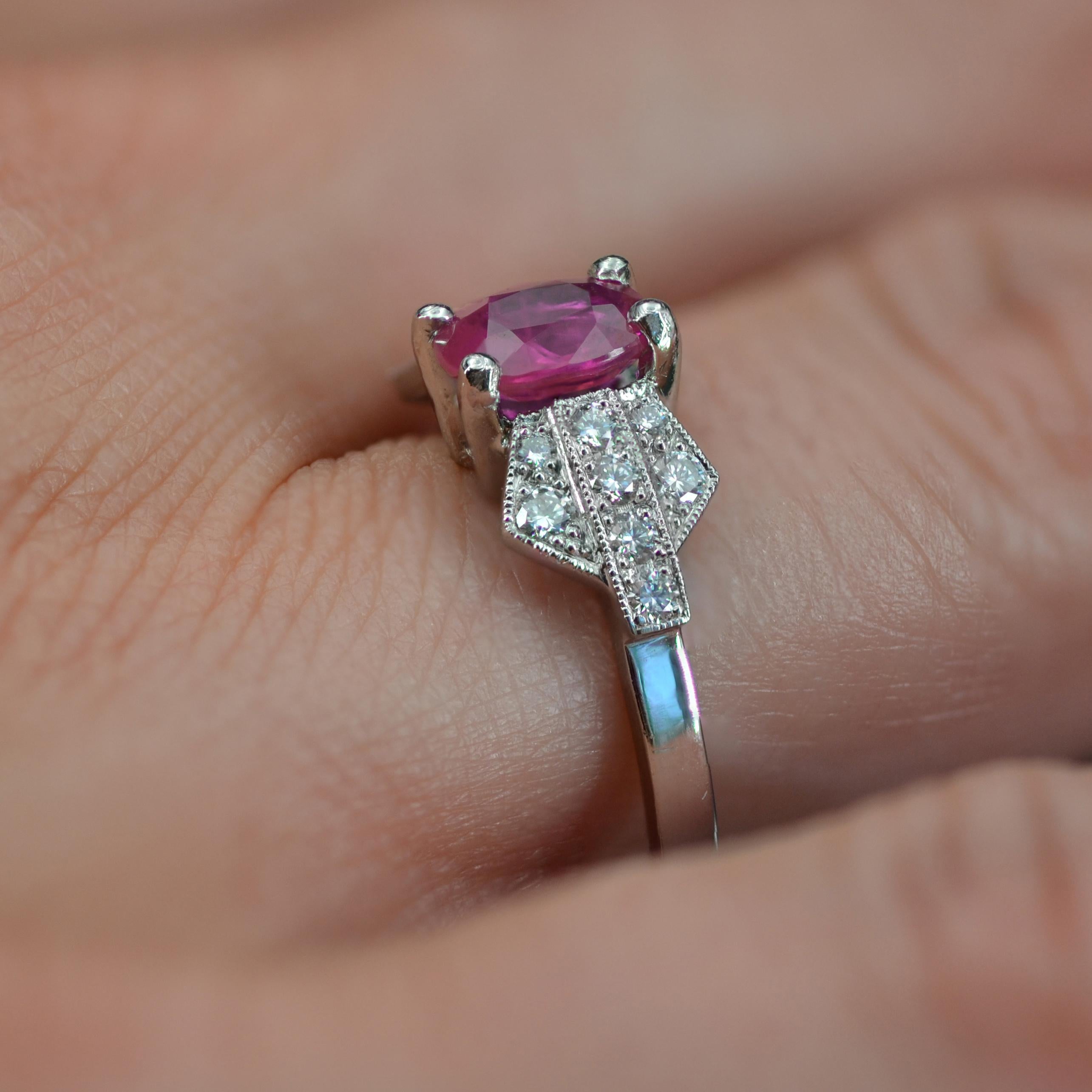 Modern Pink Sapphire Diamonds Platinum Ring 3
