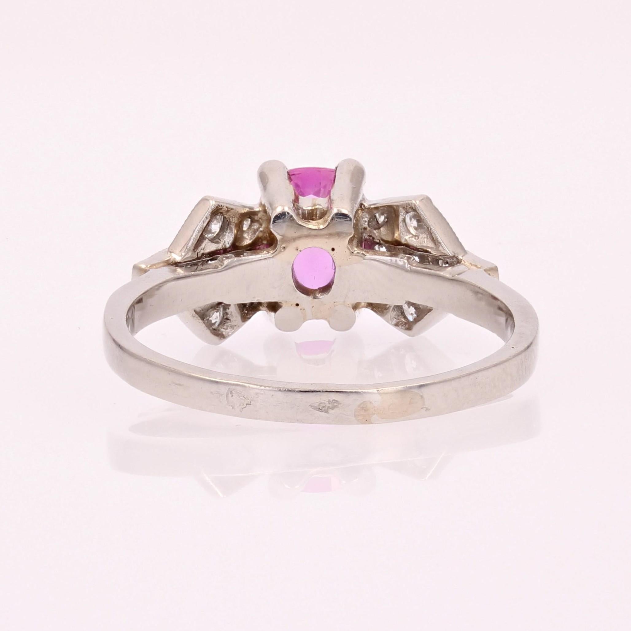 Modern Pink Sapphire Diamonds Platinum Ring 4