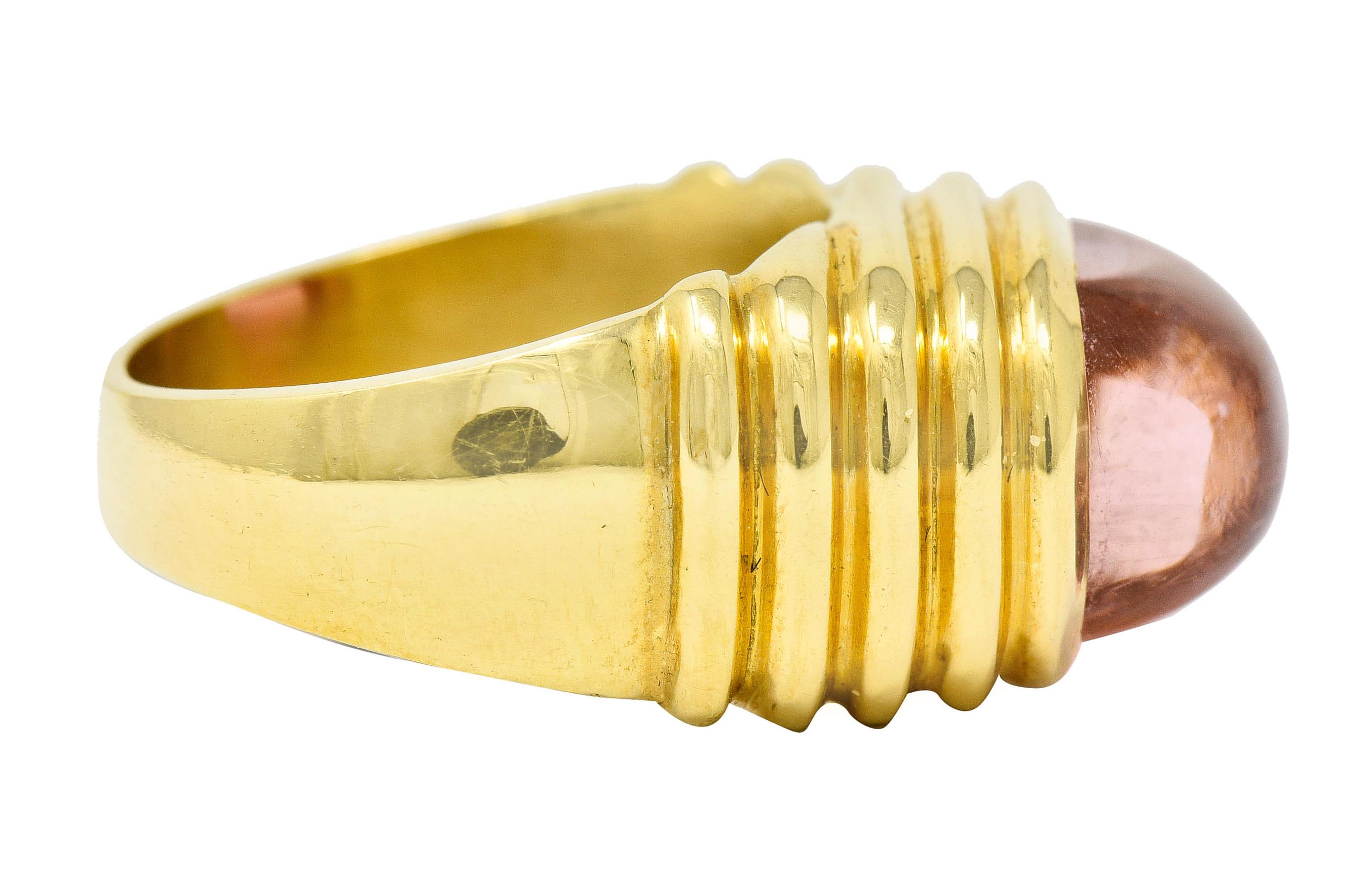 Contemporary Modern Pink Tourmaline 18 Karat Yellow Gold Gemstone Ring