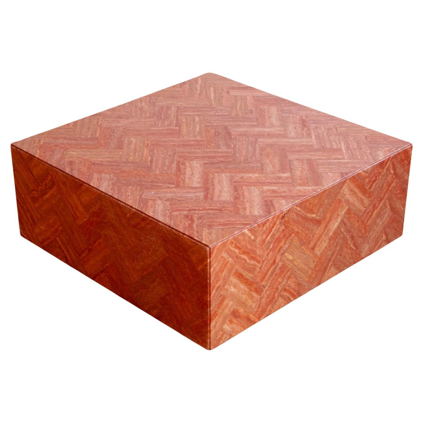 Table basse moderne en travertin rose