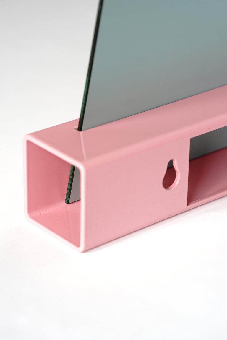 Modern Pink Wall Mirror, Mirror One Collection Medium Plateau Right For