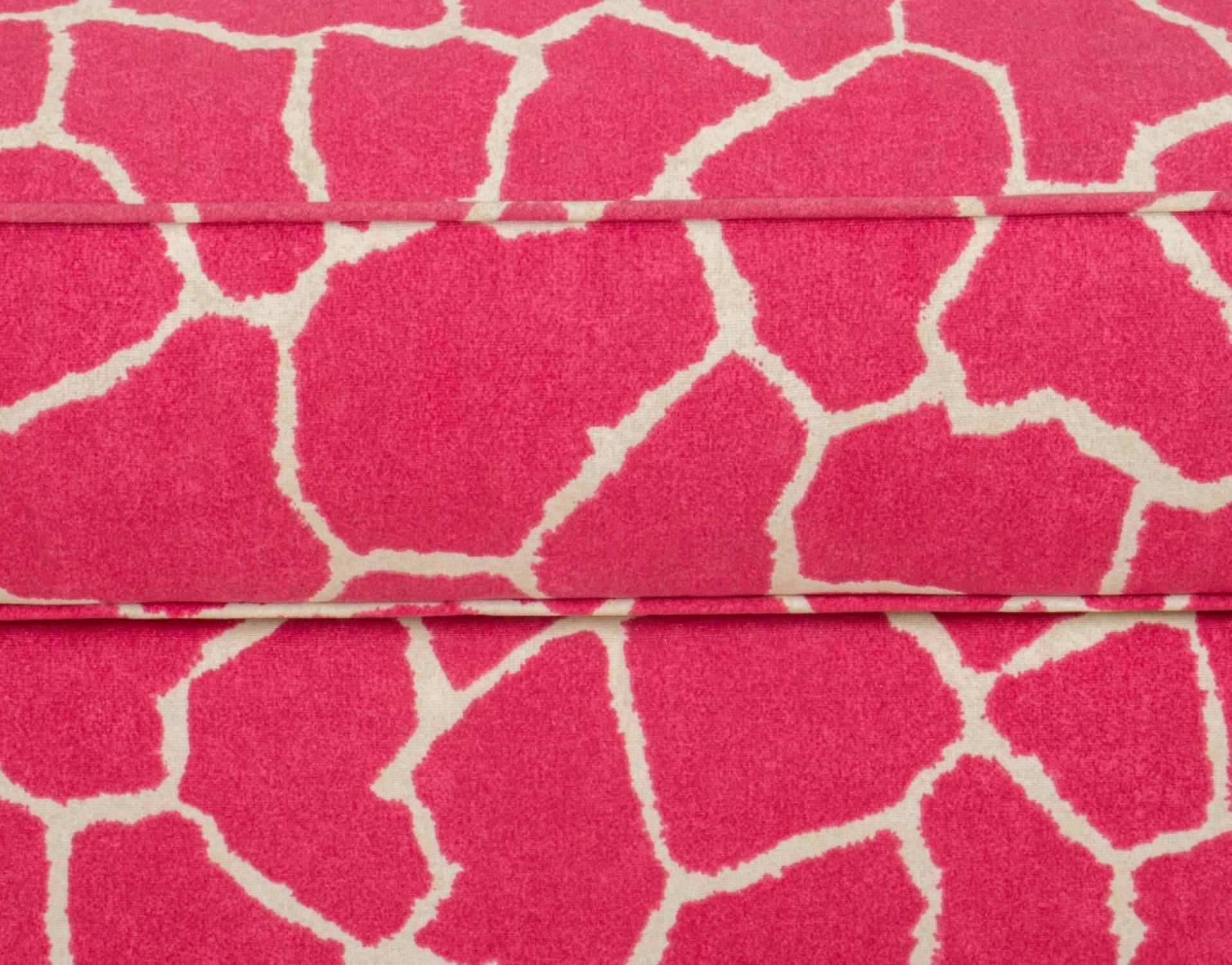Modern Pink & White Giraffe Print Storage Bench For Sale 4