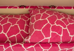 Modern Pink & White Giraffe Print Storage Bench