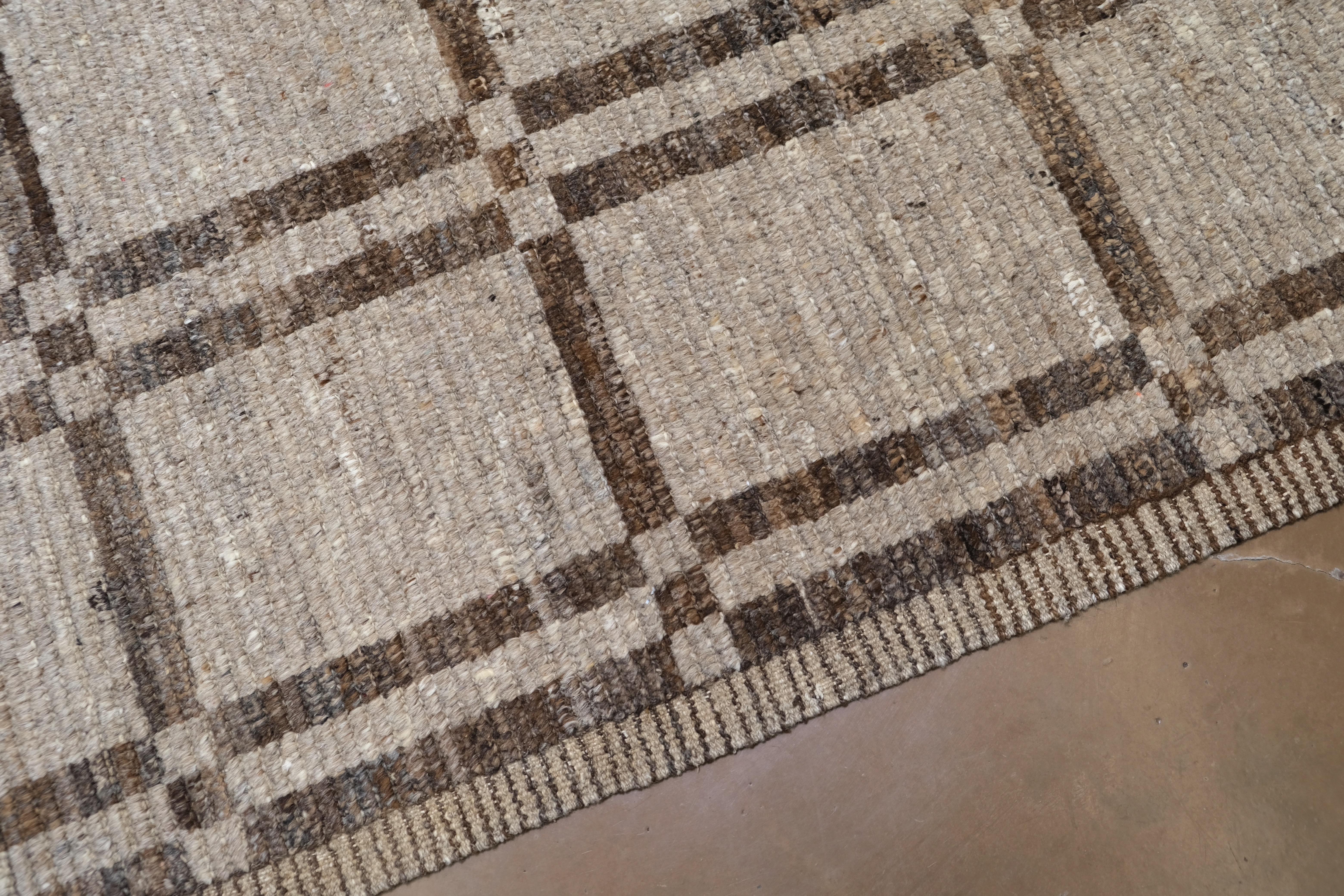 Afghan Tapis moderne en laine à carreaux 10'8''x12'9'' en vente