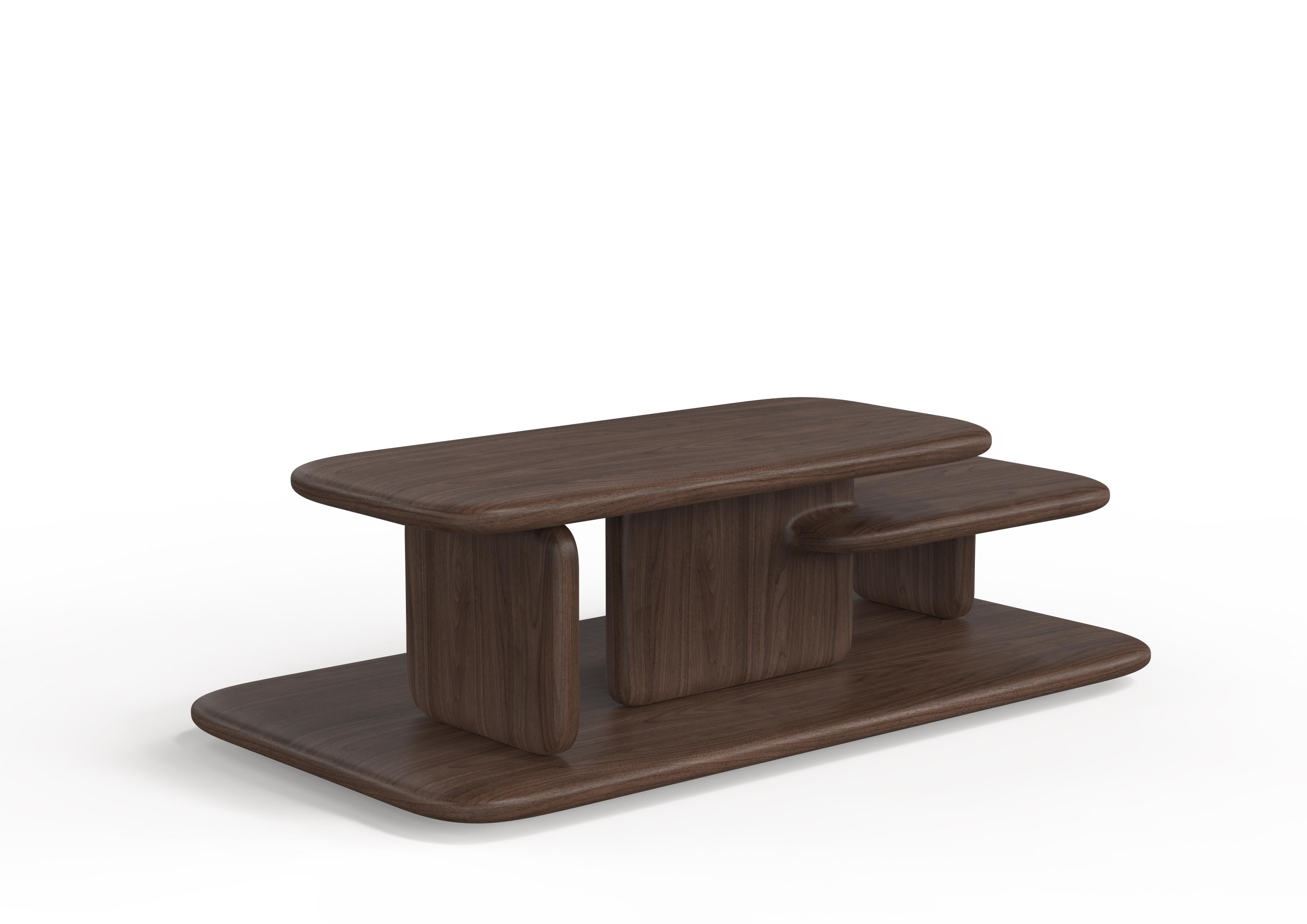 Portuguese Modern Plana Center Table in Walnut For Sale