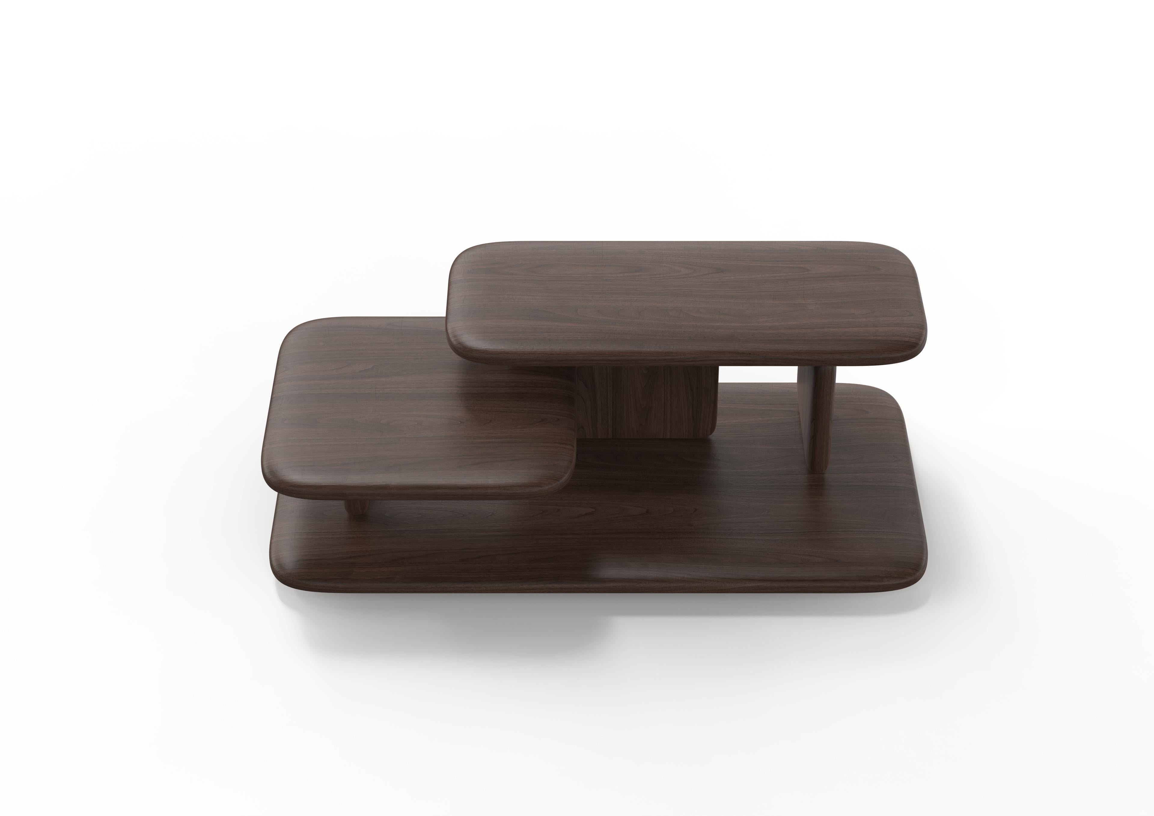 Contemporary Modern Plana Center Table in Walnut For Sale