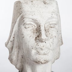 Modern Spanish White Plaster Female Bust-Sculpture by Lucita Latorre, 1991
