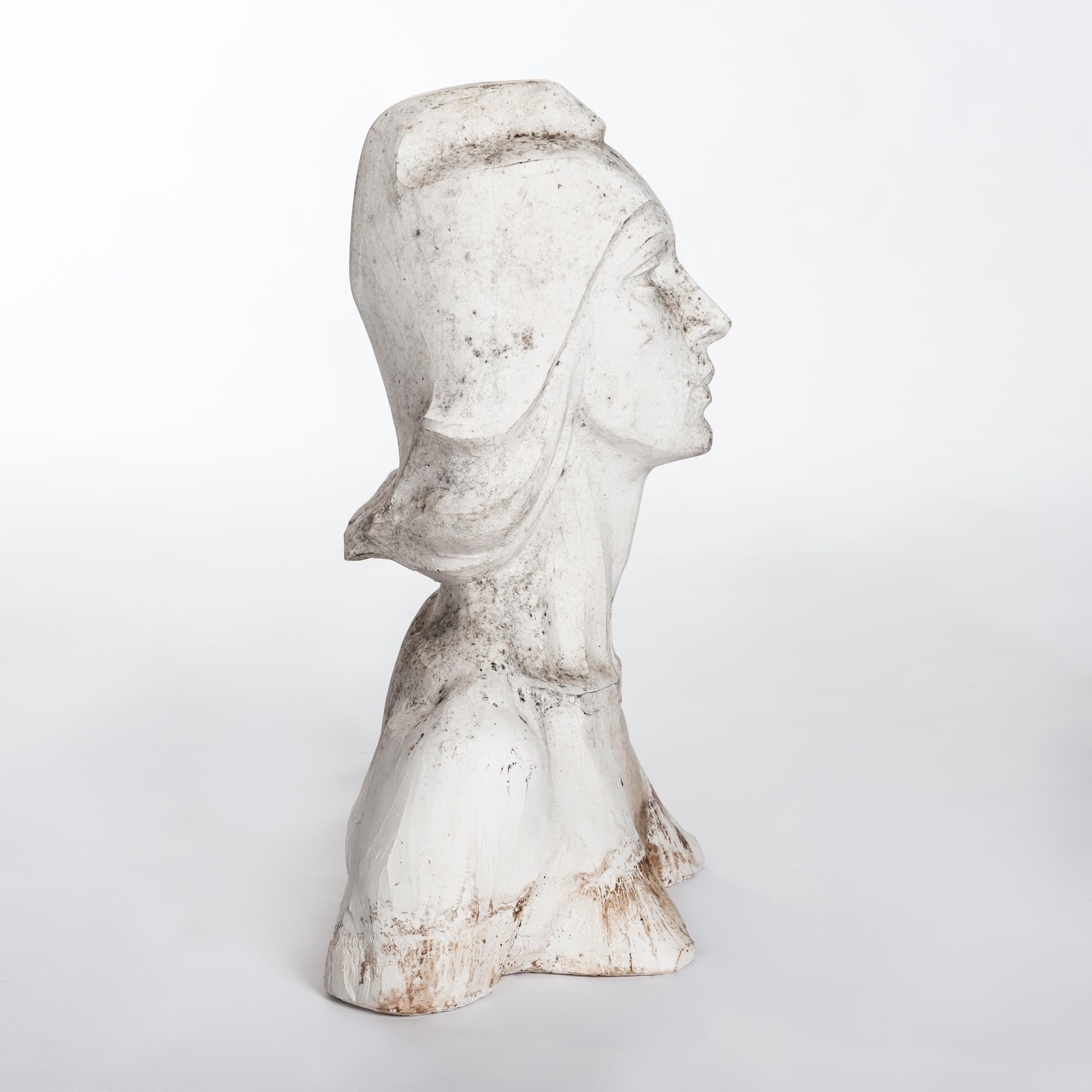 Modern Spanish White Plaster Female Bust-Sculpture by Lucita Latorre, 1991 In Good Condition For Sale In Salzburg, AT
