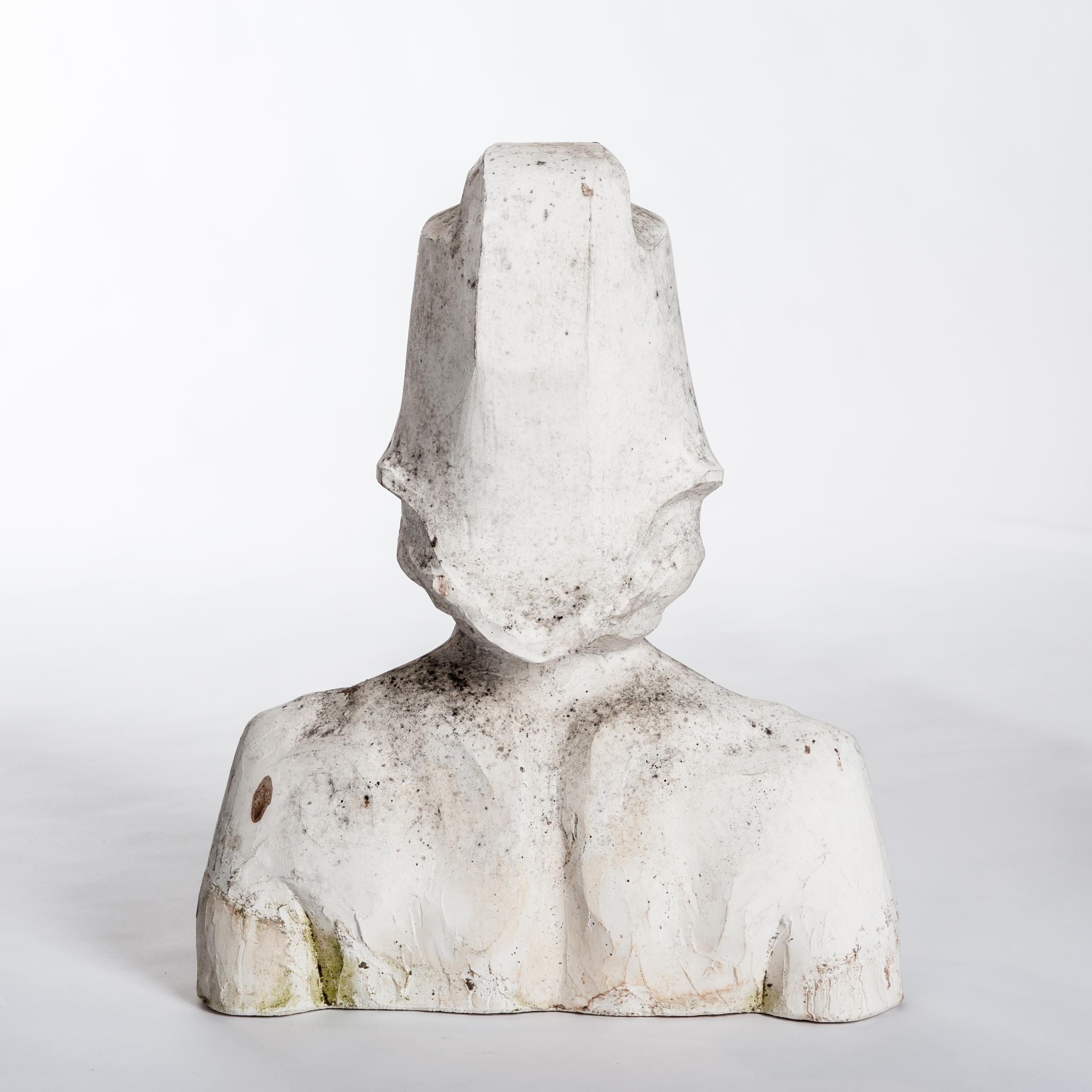 Late 20th Century Modern Spanish White Plaster Female Bust-Sculpture by Lucita Latorre, 1991 For Sale