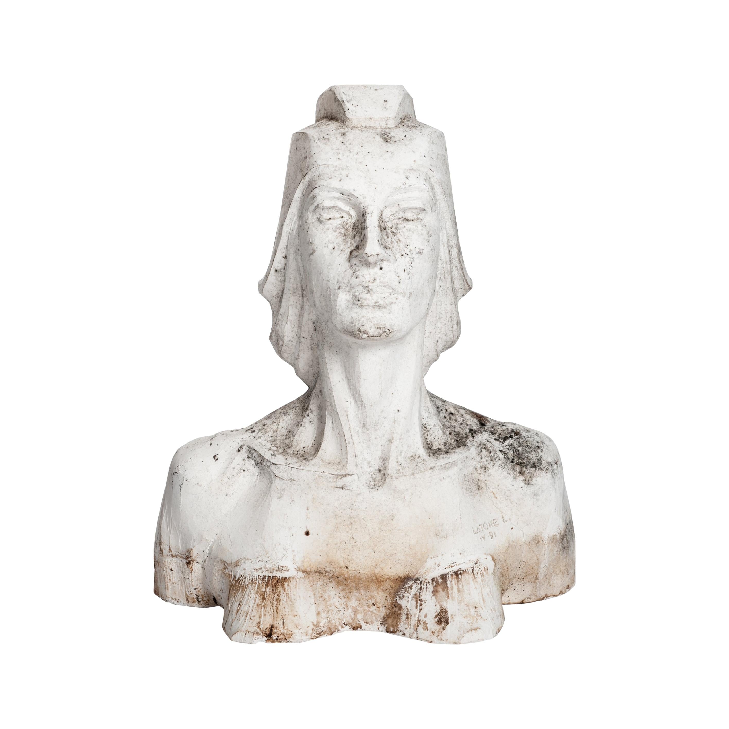 Modern Spanish White Plaster Female Bust-Sculpture by Lucita Latorre, 1991 For Sale