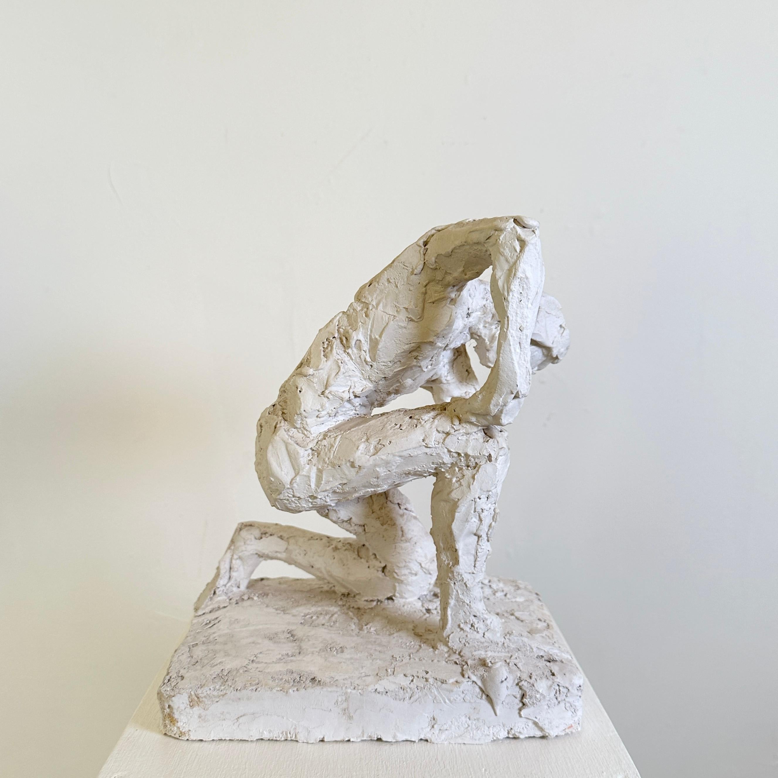 Modern Plaster Sculpture of a Kneeling Man, France, around 1950 3