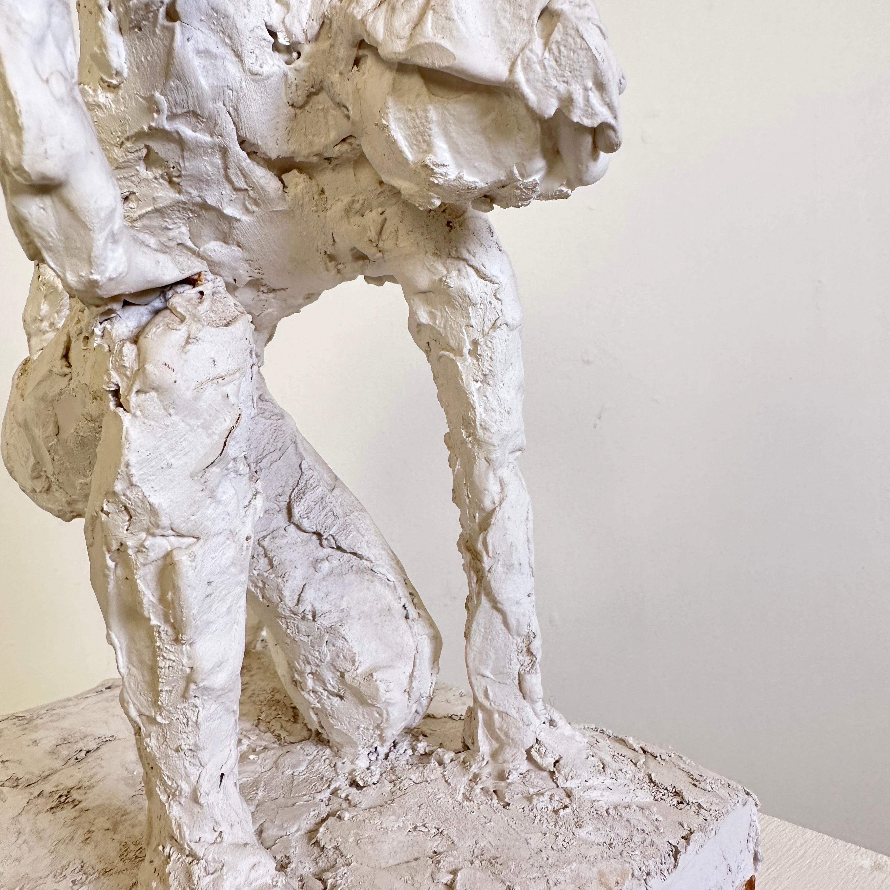 Modern Plaster Sculpture of a Kneeling Man, France, around 1950 6
