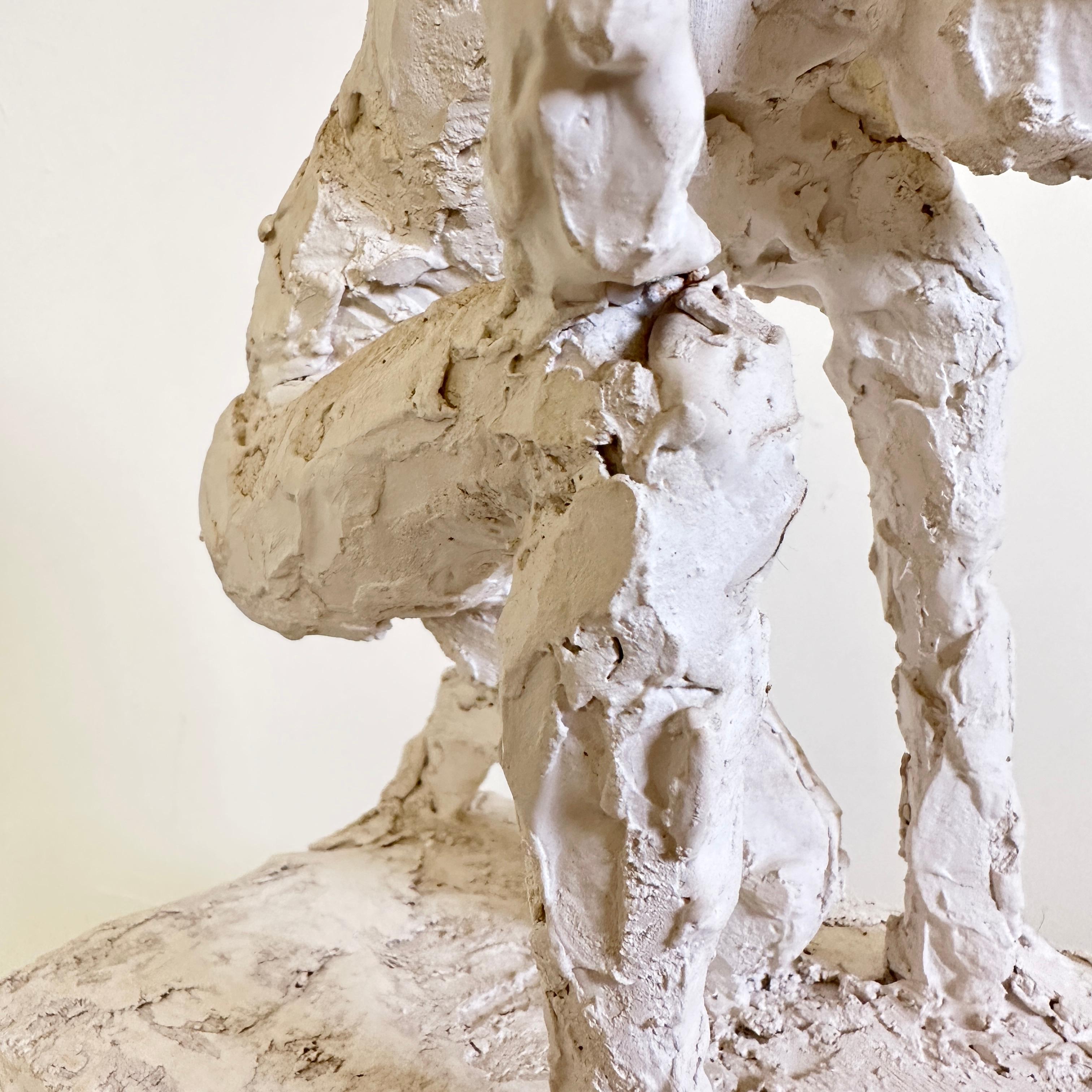 Modern Plaster Sculpture of a Kneeling Man, France, around 1950 7