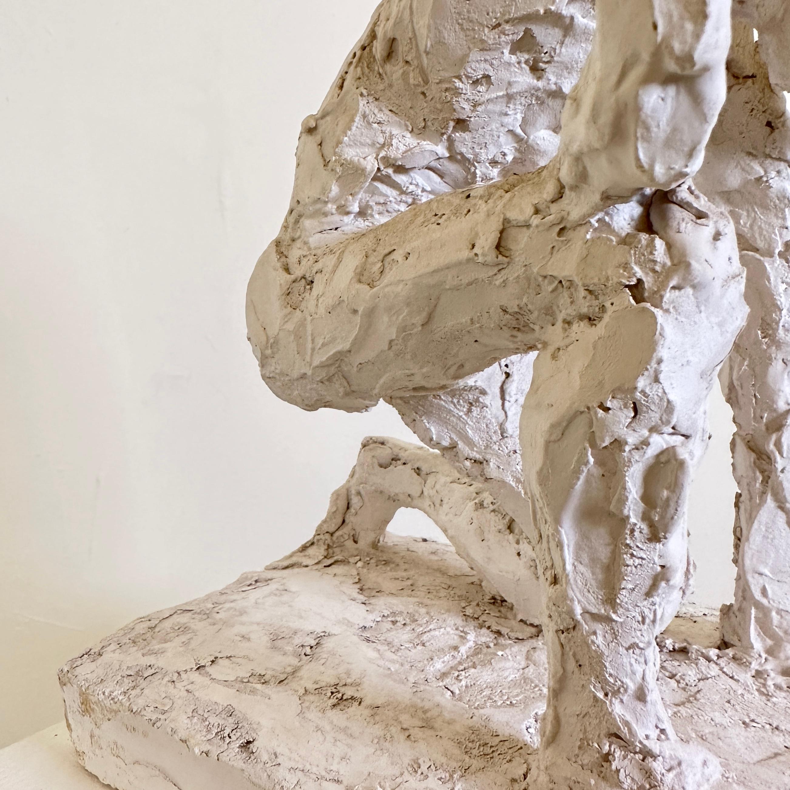 Modern Plaster Sculpture of a Kneeling Man, France, around 1950 8