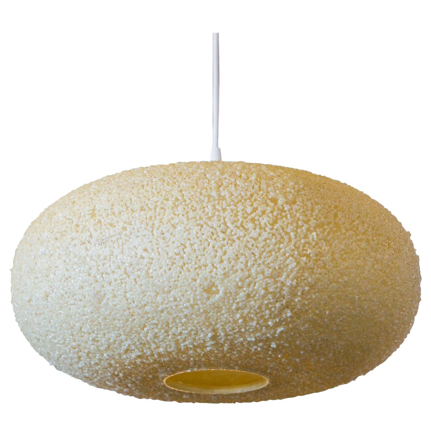 Modern Plastic or Resin Spherical-Shaped Pendant with Sugar Cube Finish. For Sale