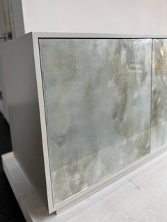 Modern Platform Base 4 Door Buffet Lacquered Wood & Glass by Ercole Home