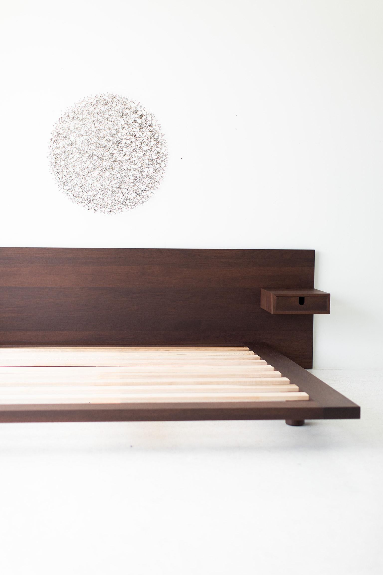 Modern Platform Bed in Walnut For Sale 2