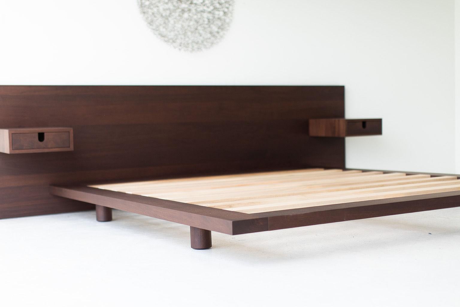 modern walnut platform bed