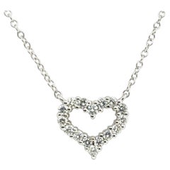 Modern Platinum 0.50 CARAT Natural Diamond Heart Pendant Necklace