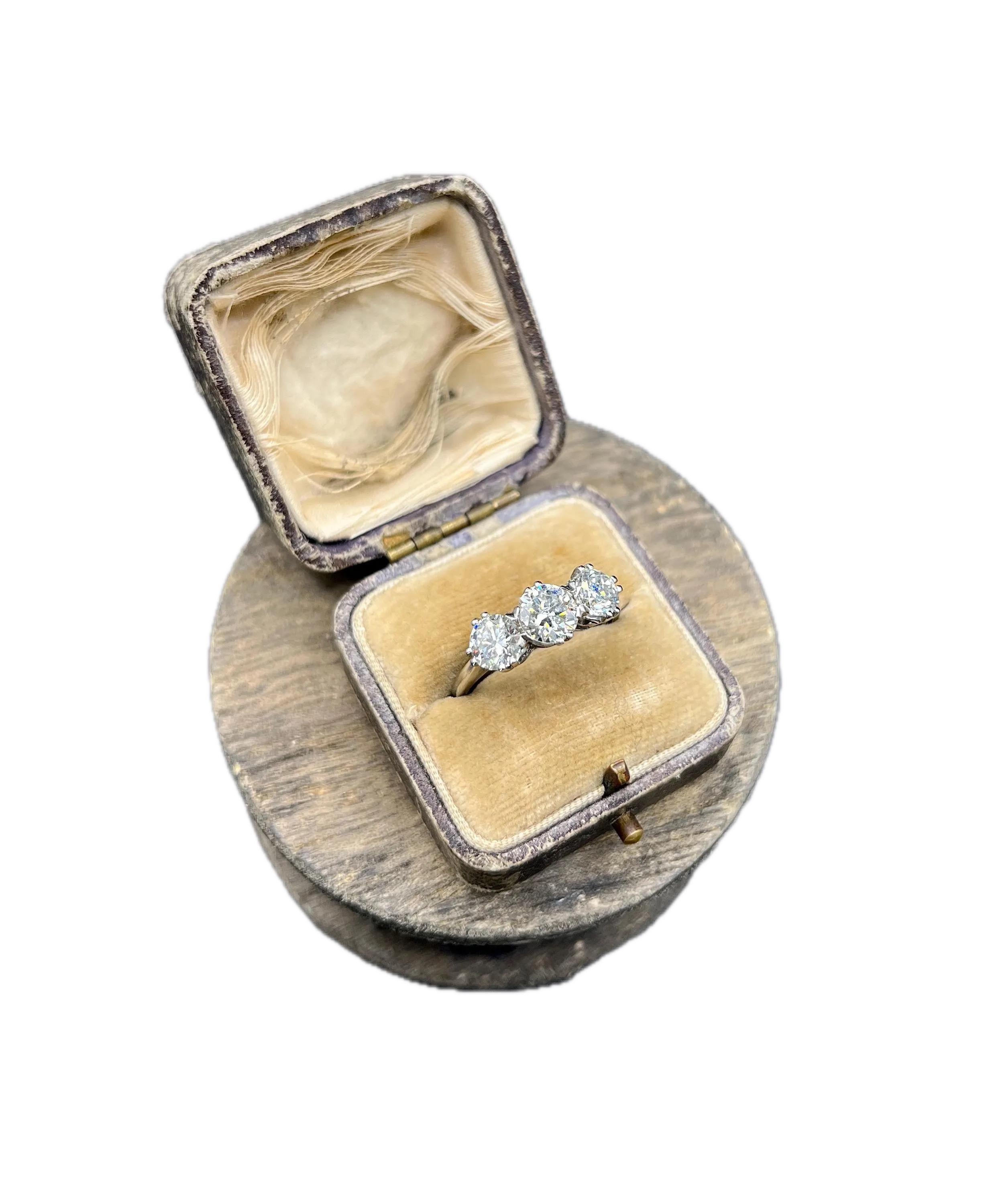 Modern Platinum, 2.35 Carat Diamond Three Stone Engagement Ring- GIA Certified