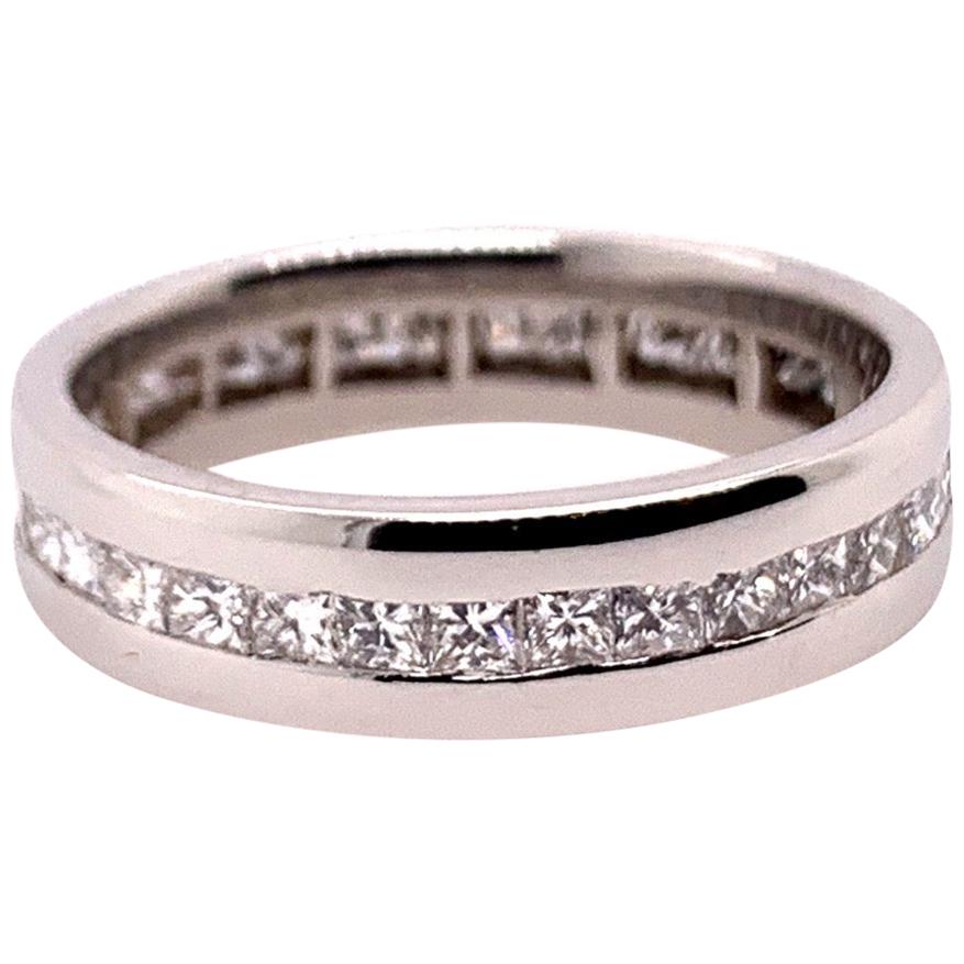 Modern Platinum Band 2 Carat Natural Princess Cut Colorless Diamond Engagement