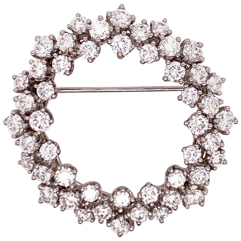 Brooche moderne en platine avec diamants de collection ronds naturels de 4,5 carats, c. 1980