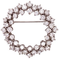 Brooche moderne en platine avec diamants de collection ronds naturels de 4,5 carats, c. 1980