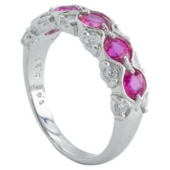Modern Platinum Ruby and Diamond 1.71ctw Band Stackable Ring