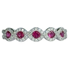 Modern Platinum Ruby and Diamond Five-Stone Ring