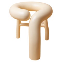 Modern Playful Chunky Light Yellow Stool, "Churro"
