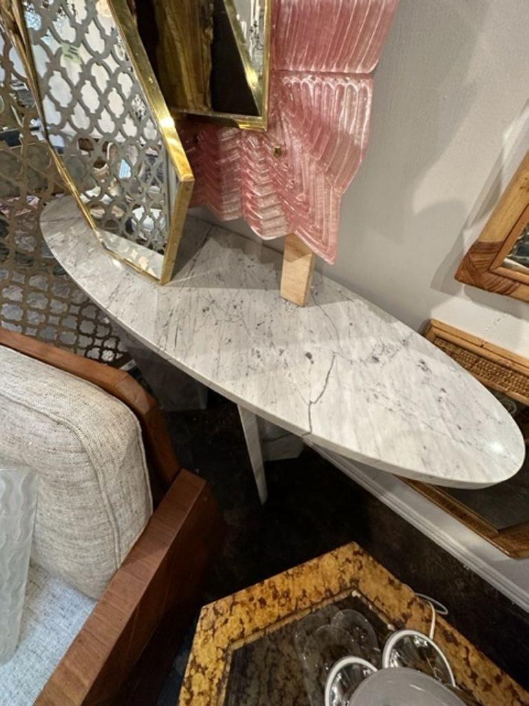Modern Polished Carrara Marble Consoles For Sale 2