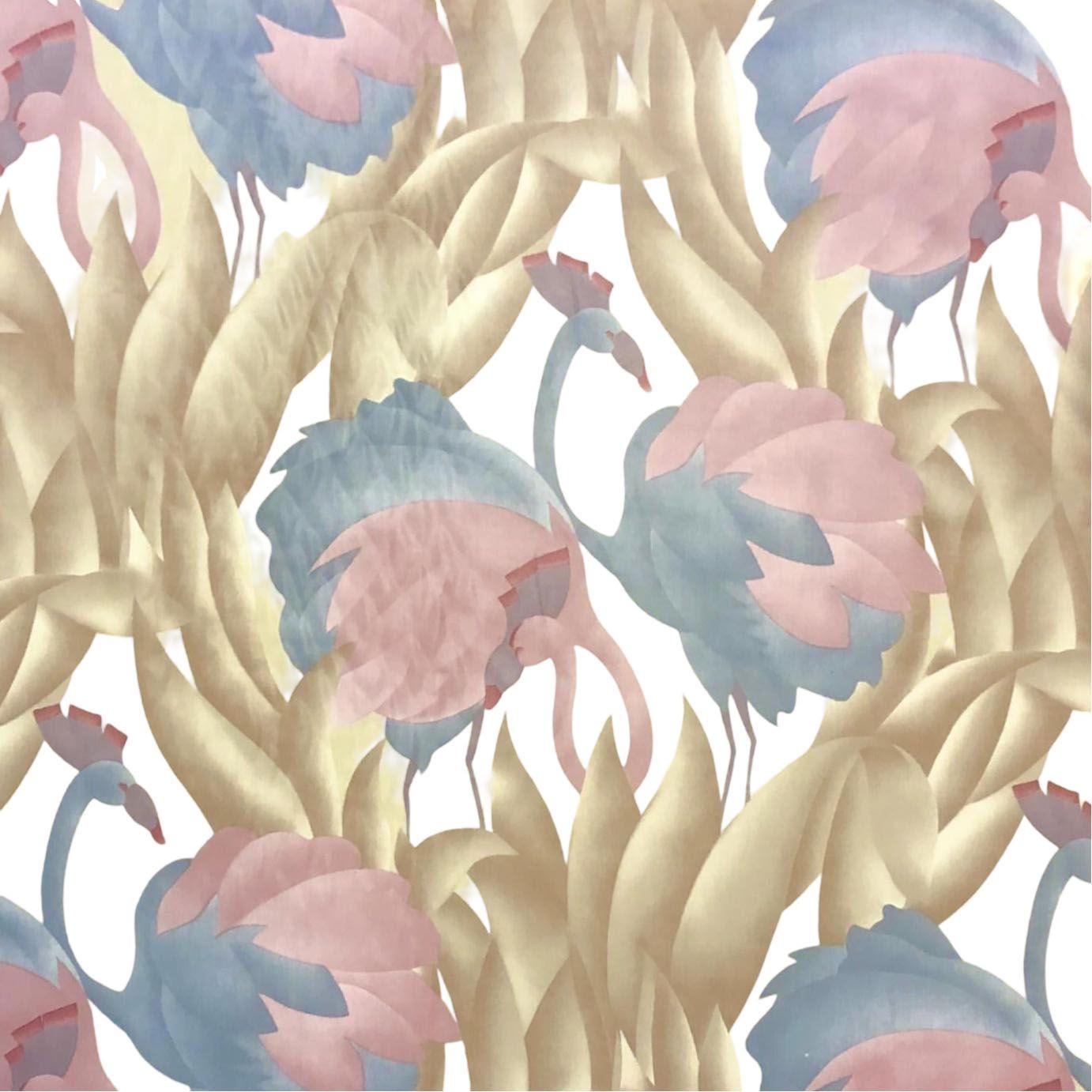 This beautiful silky polished cotton fabric is made by Argentea from the design studios of David and Dash Inc. by Amin Khalaf and treated with Scotchgard fabric protector. It features a 70's tropical flamingo design with yellow and beige