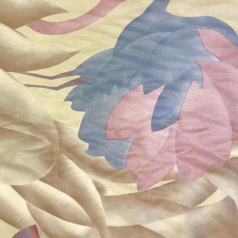 Late 20th Century Modern Polished Cotton Fabric With Tropical Flamingo Design, 9 Yards Total For Sale