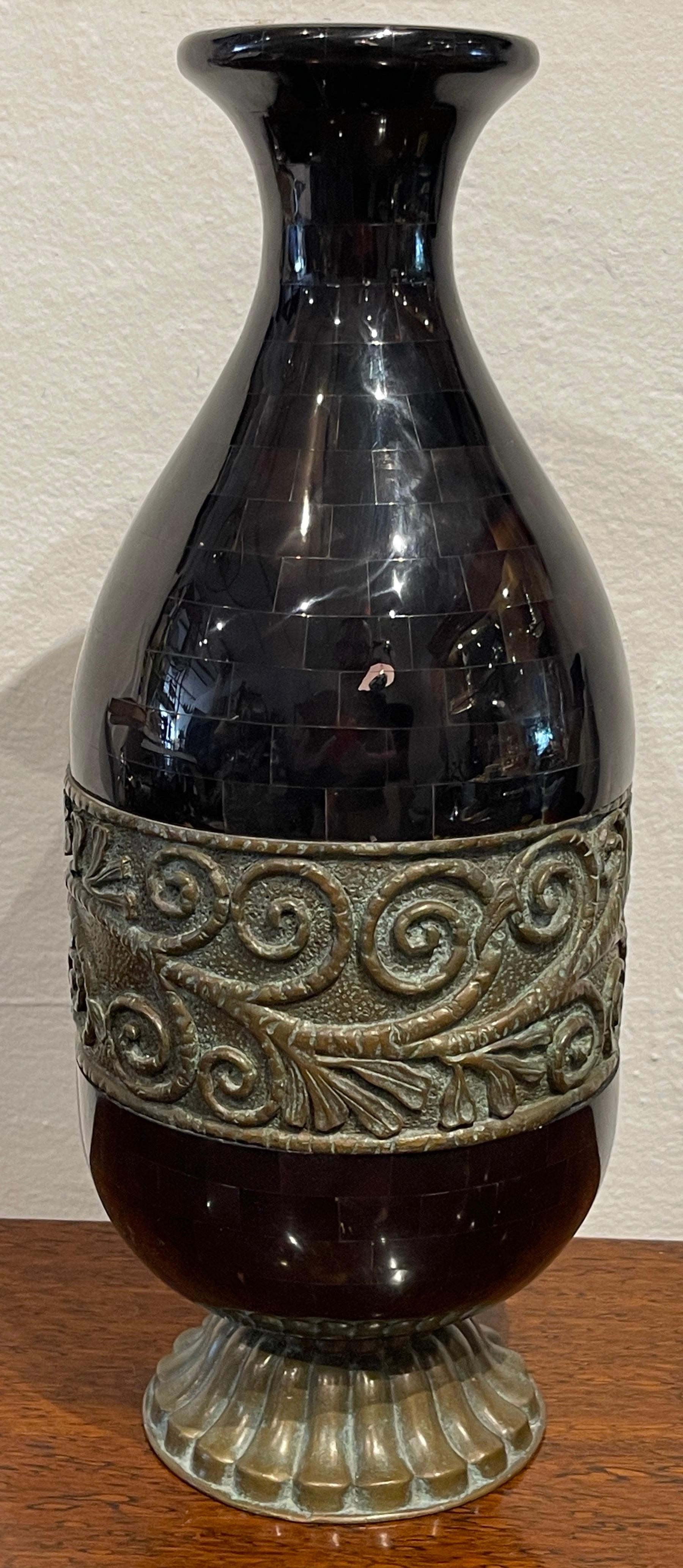 Modern Polished Horn & Bronze Vase by Maitland-Smith  7