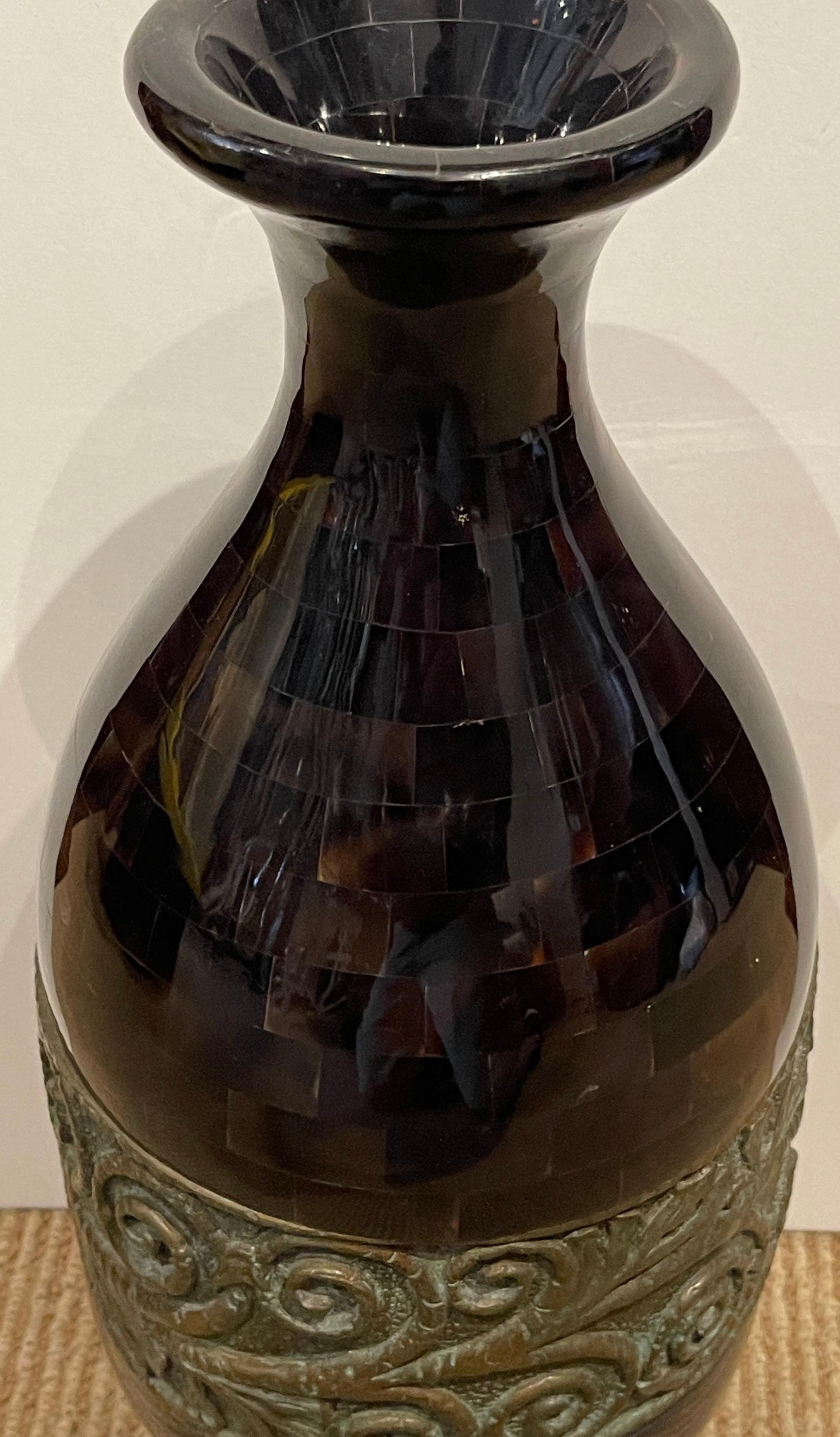 Modern Polished Horn & Bronze Vase by Maitland-Smith  1