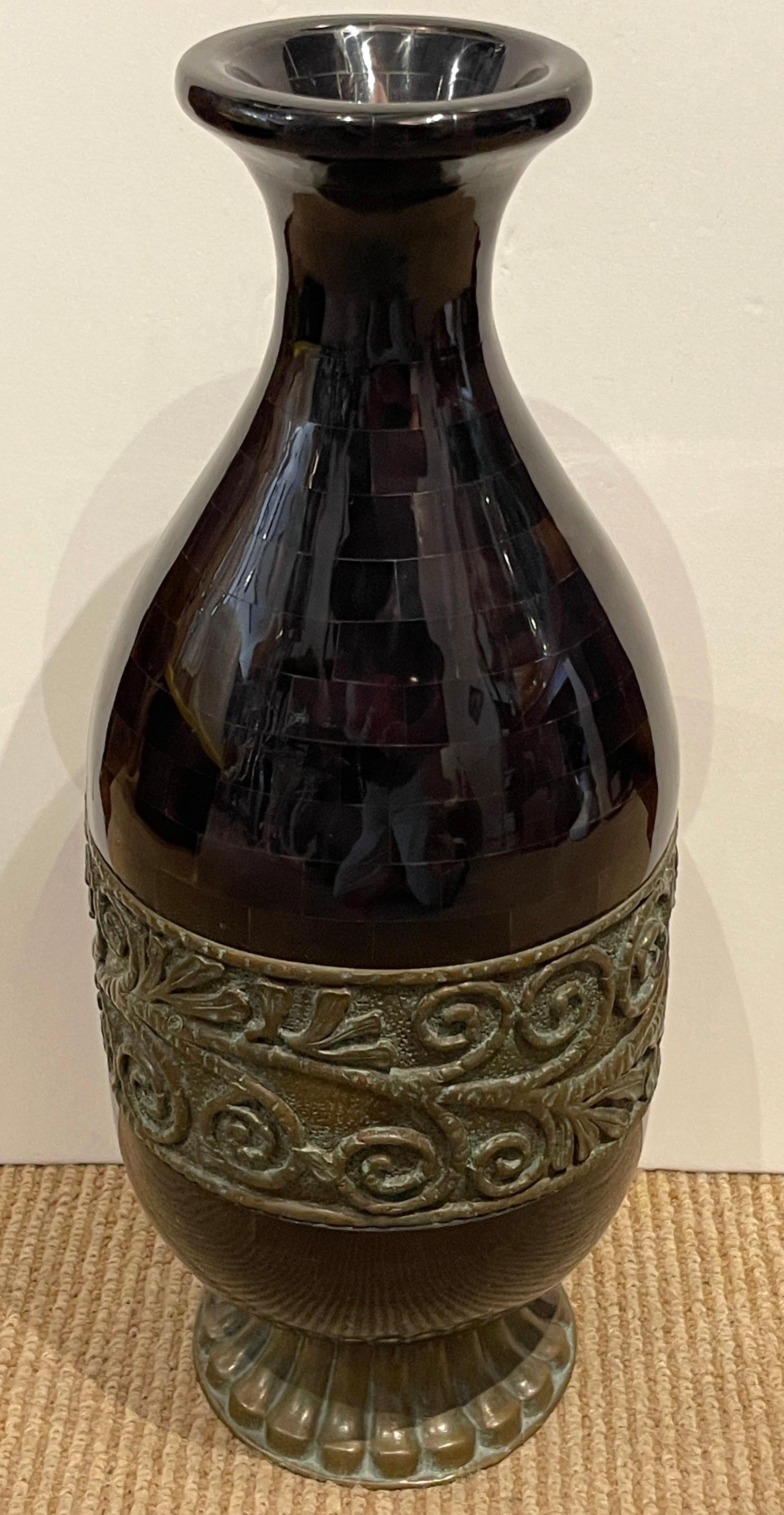 Modern Polished Horn & Bronze Vase by Maitland-Smith  2