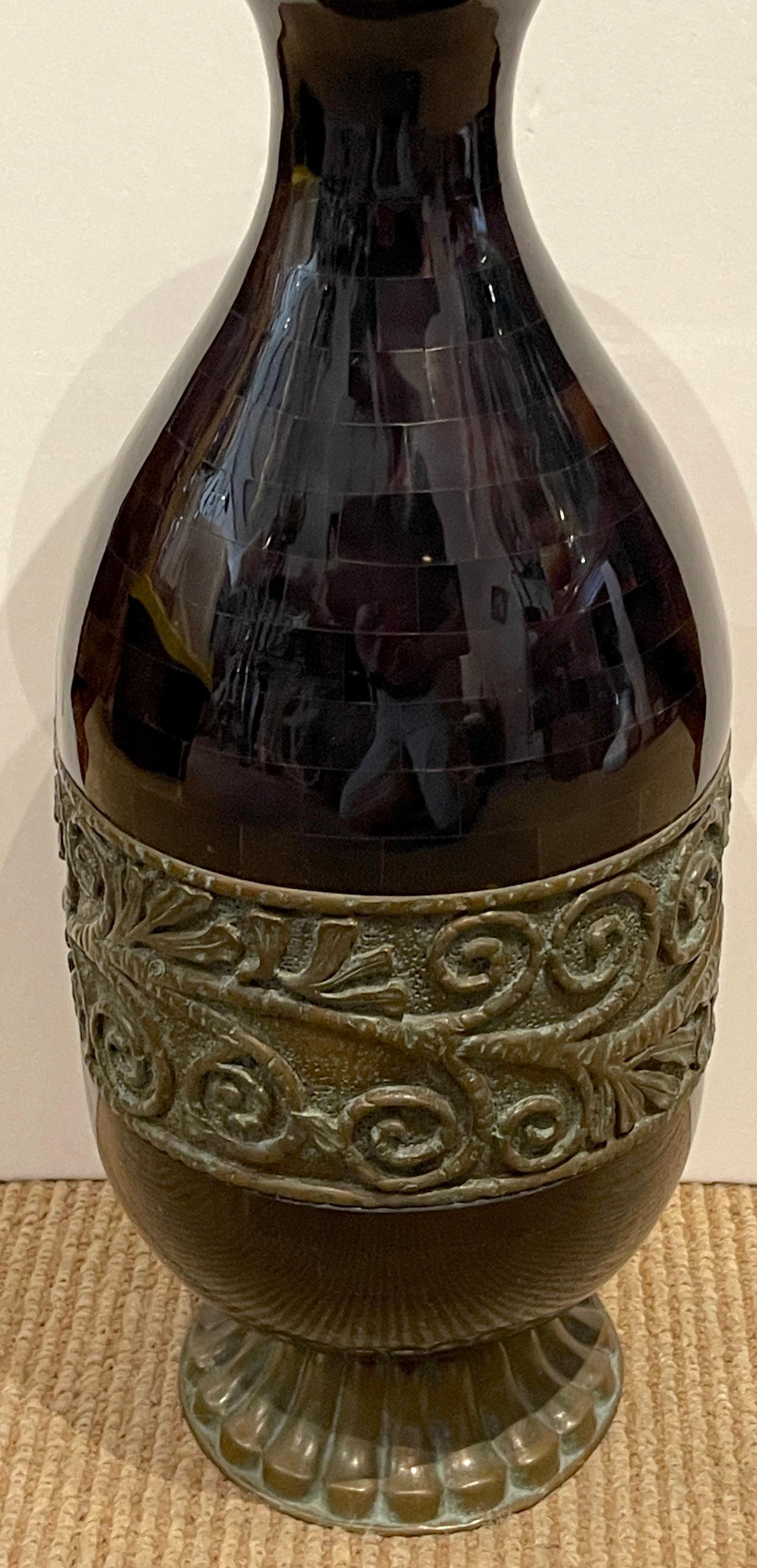 Modern Polished Horn & Bronze Vase by Maitland-Smith  3