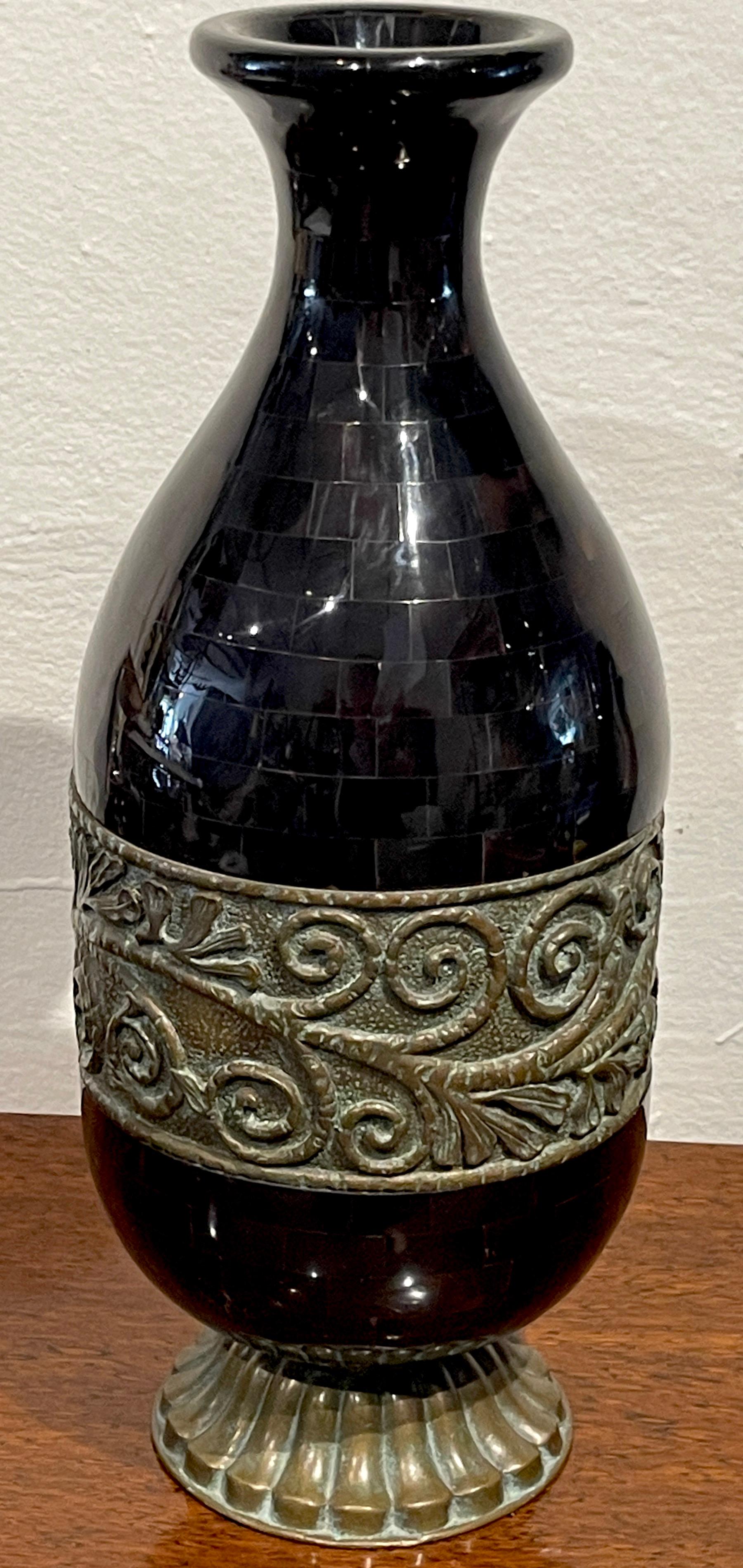Modern Polished Horn & Bronze Vase by Maitland-Smith  4