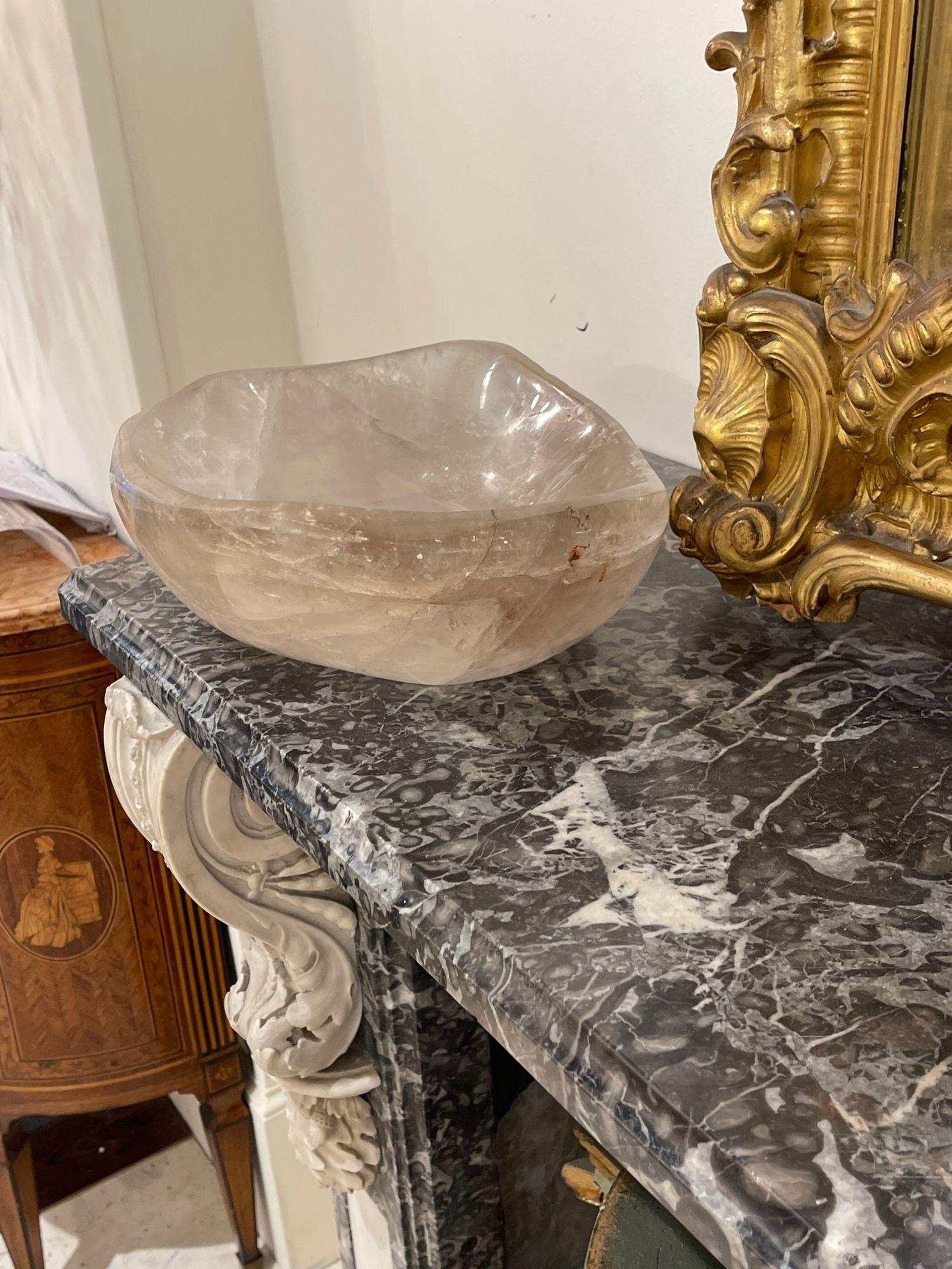 Contemporary Modern Polished Rock Crystal Bowl from Brazil