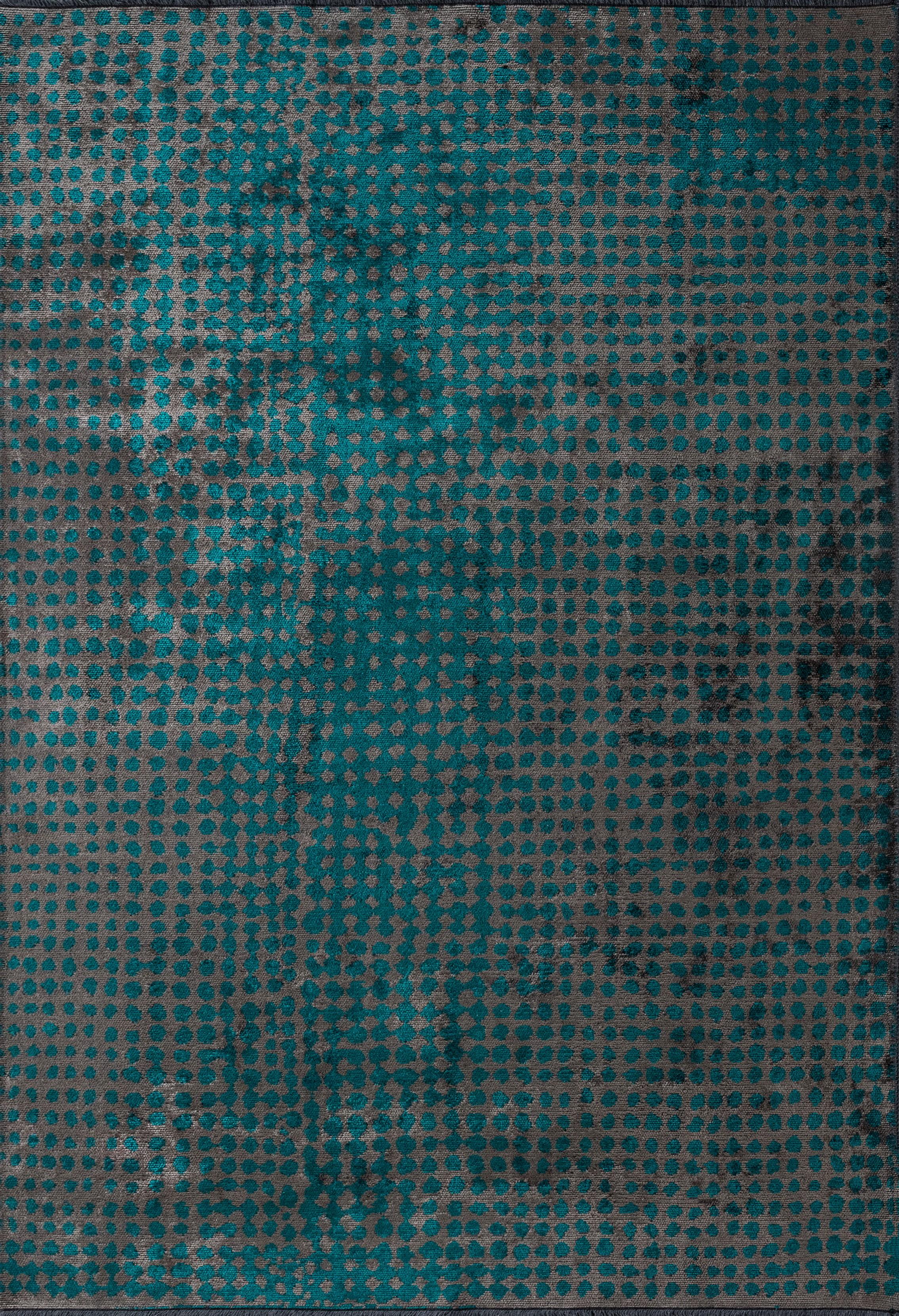 For Sale:  (Green) Modern Polka Dots Luxury Hand-Finished Area Rug