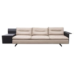 Modernity Poltrona Frau Grantorino Black & Dove Grey Sofa with Attached Side Table