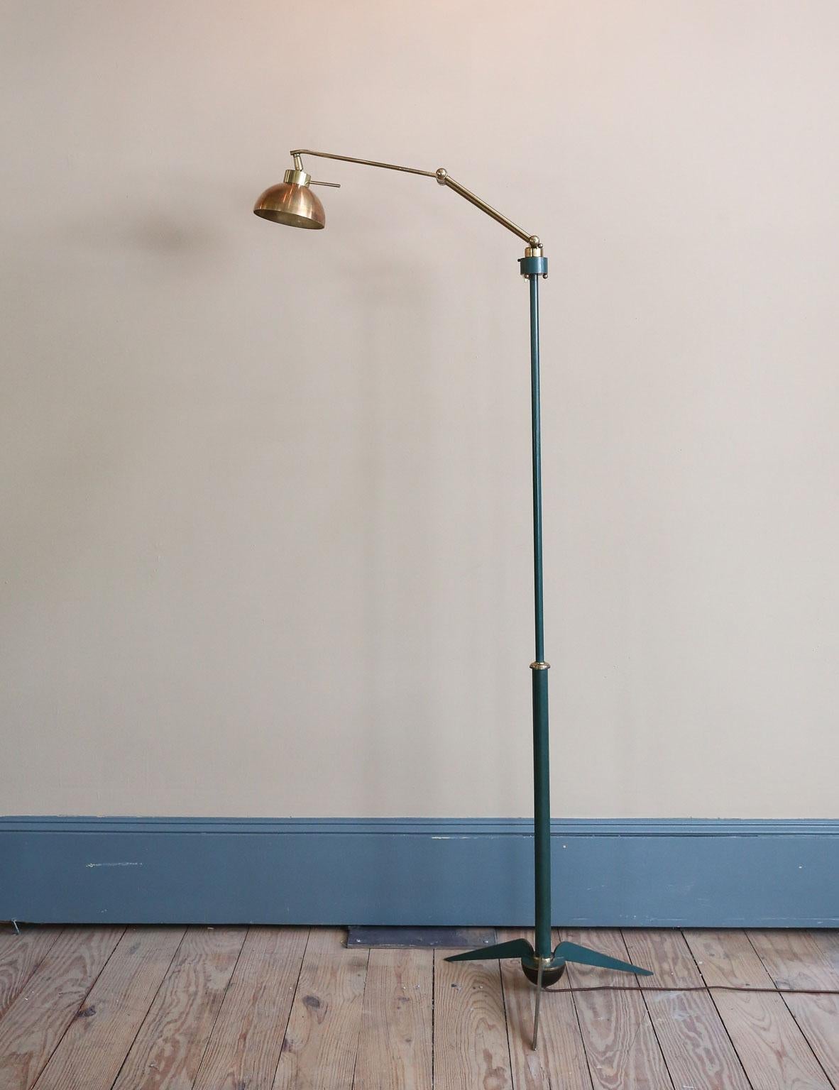 Modern Polychrome Brass Floor Lamp with Moveable Arm from France 2