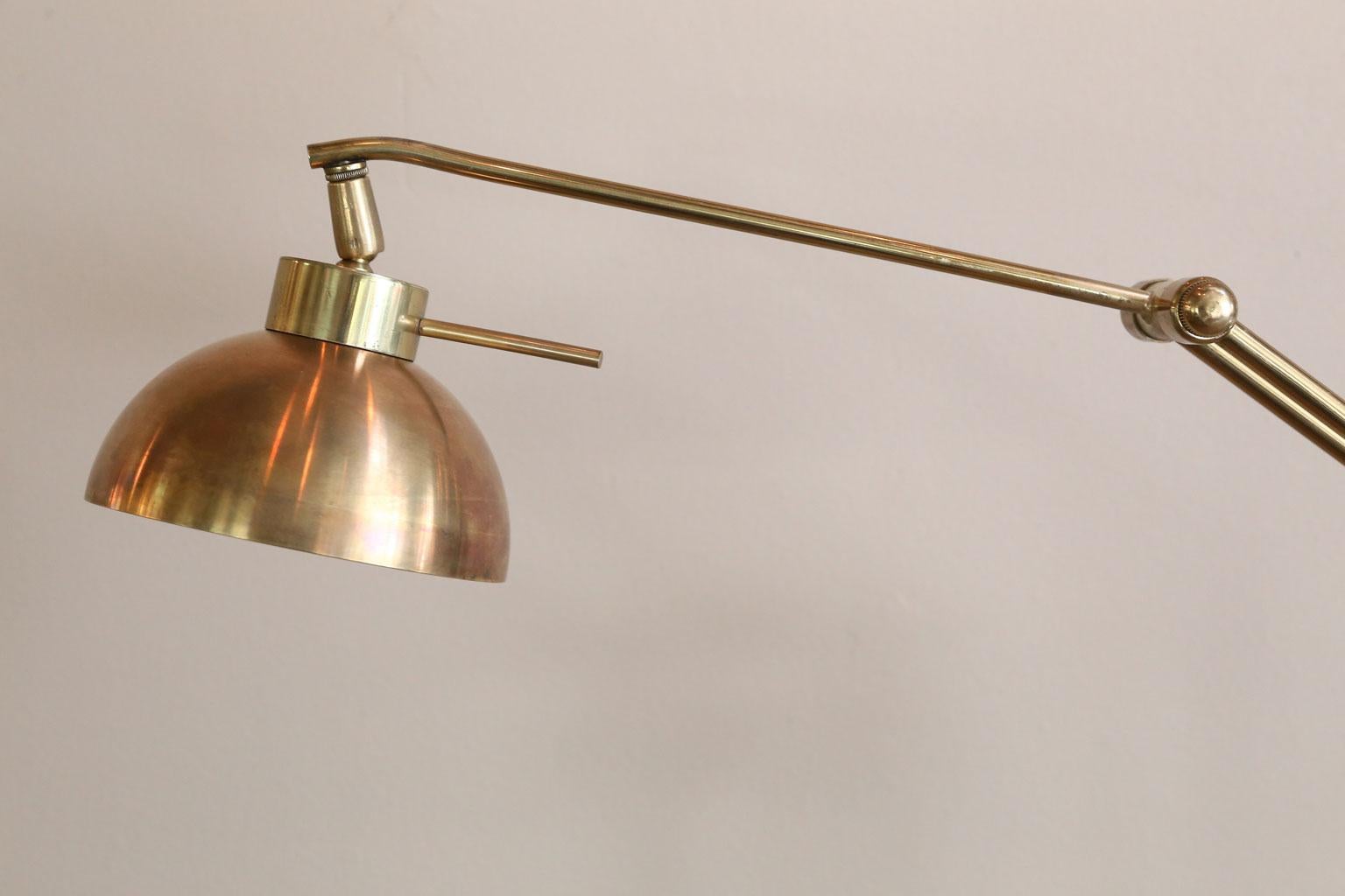 French Modern Polychrome Brass Floor Lamp with Moveable Arm from France