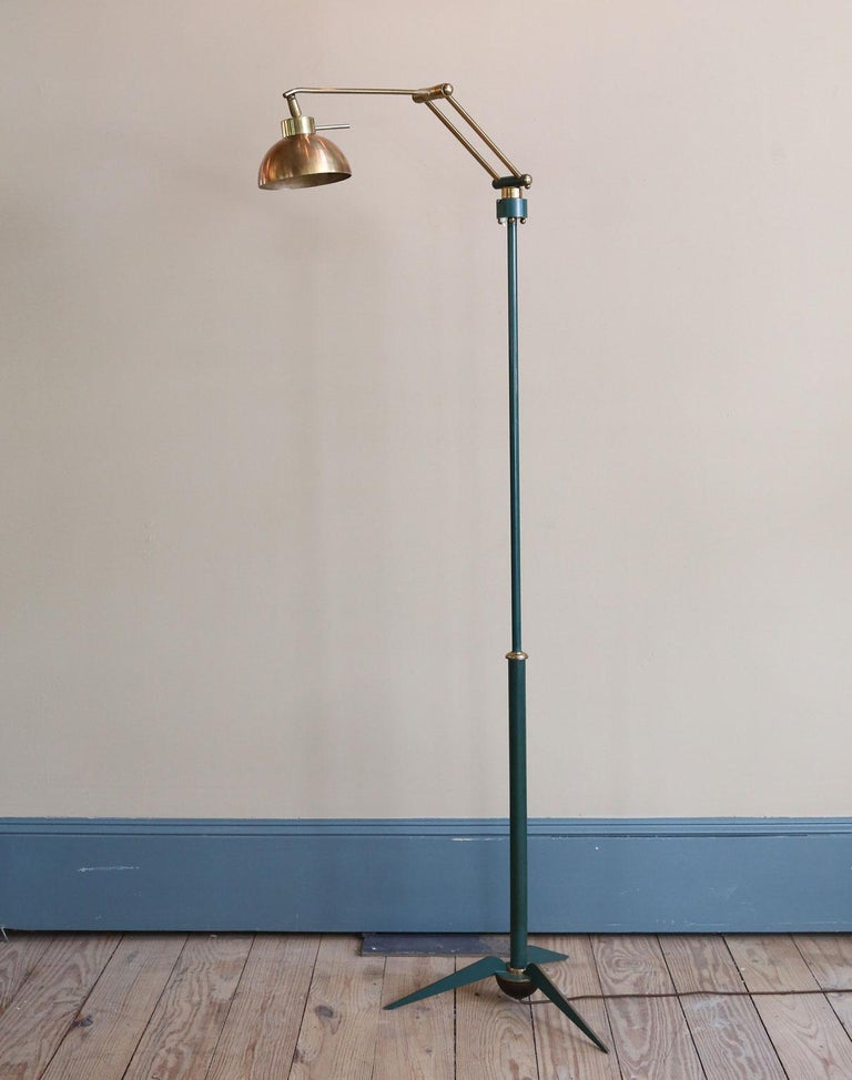 Modern Polychrome Brass Floor Lamp with Moveable Arm from France For