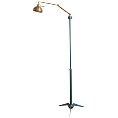 Modern Polychrome Brass Floor Lamp with Moveable Arm from France