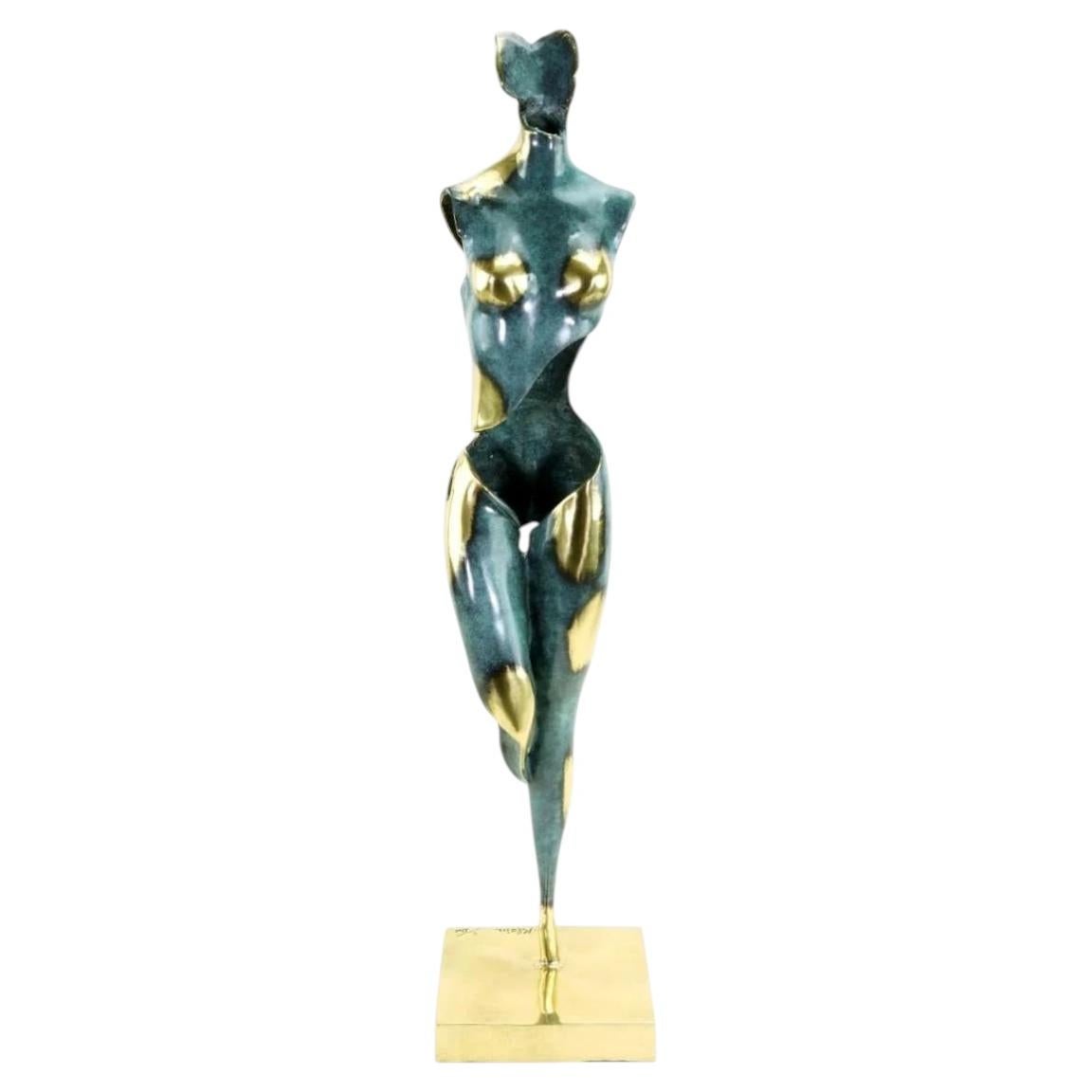 Modern Polychrome Bronze Female Silhouette Sculpture