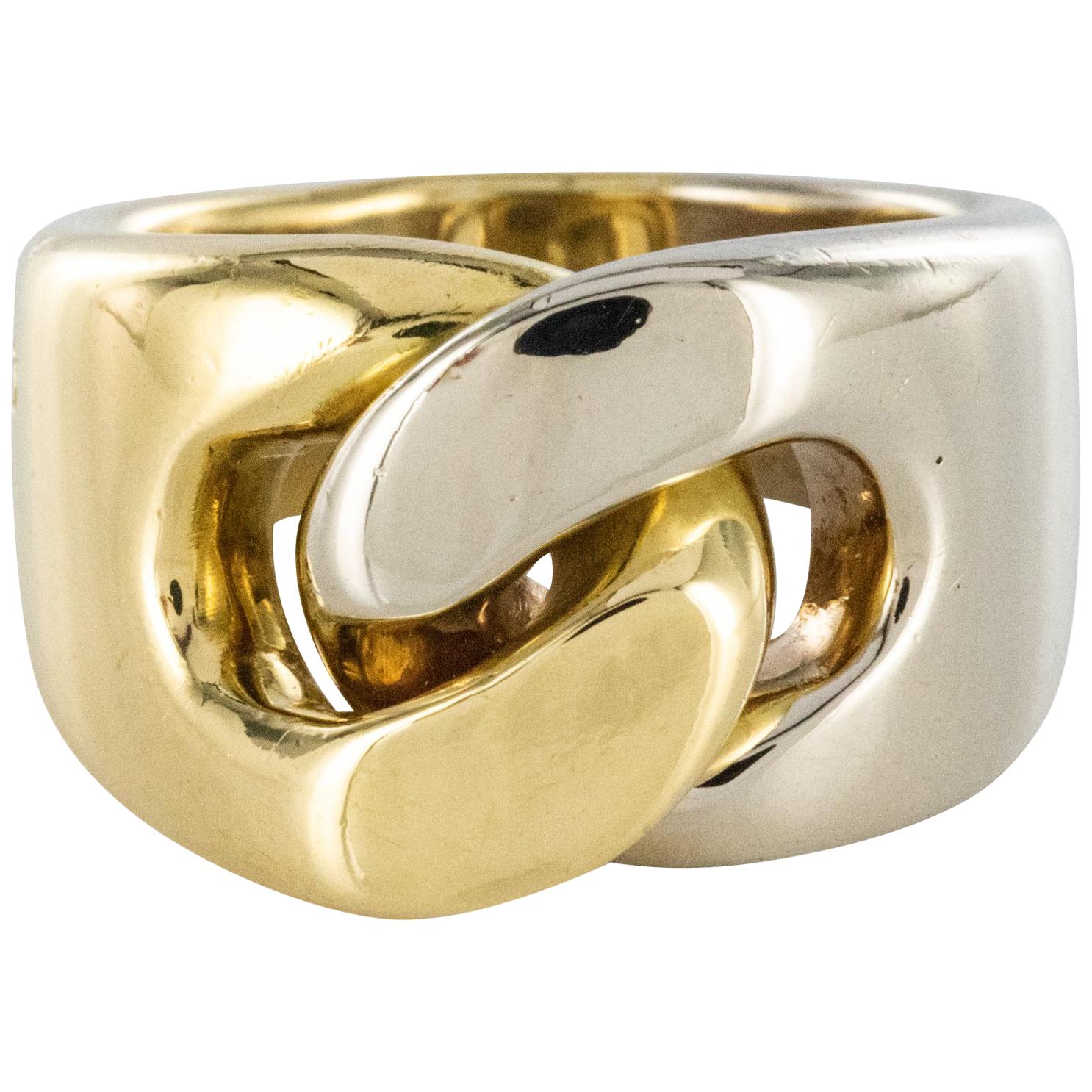 Modern Pomellato 18 Karat Yellow White Gold Ring