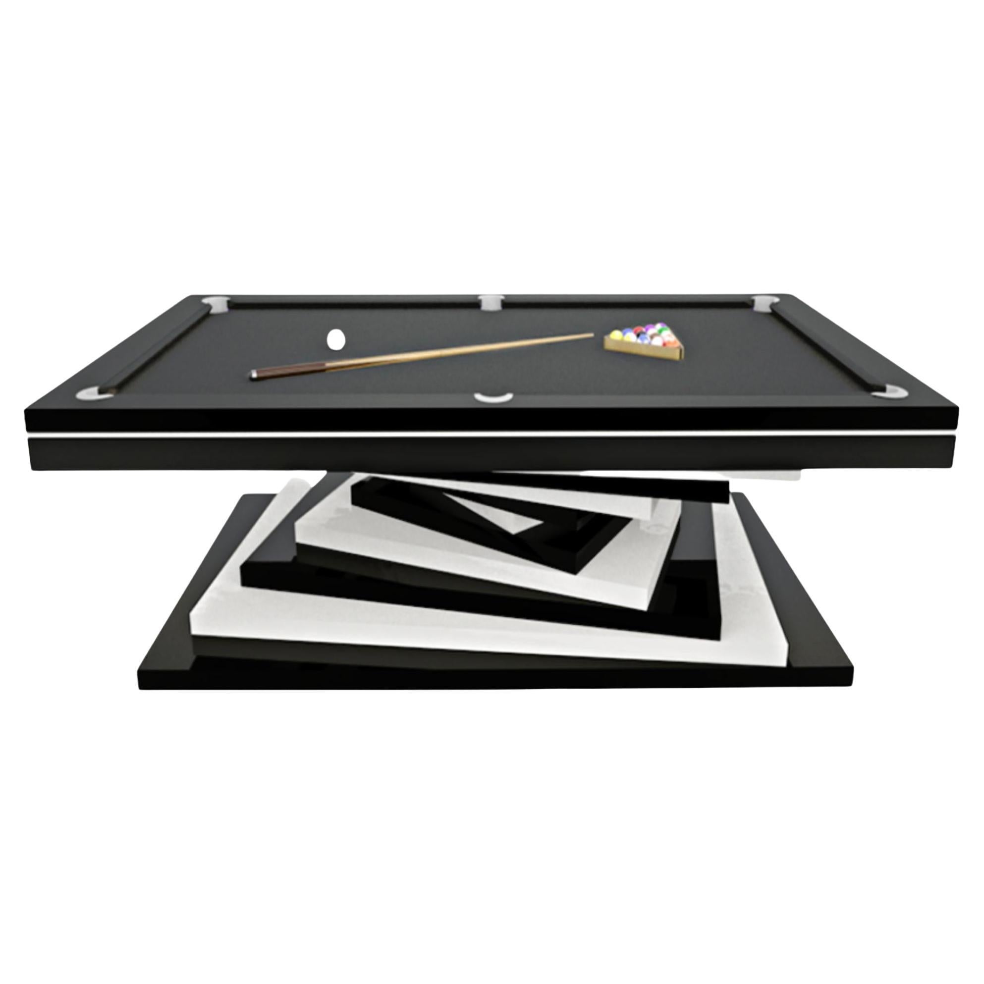 Modern pool tables white and black geometric design lacquer solid oak, green felt . Announcing the world’s most exotic slate pool tables! Please keep reading because you too will discover the sexiest way on earth to have fun. In fact, this rare