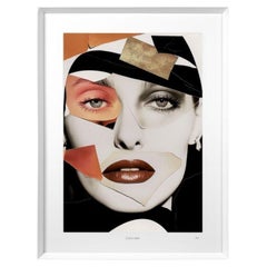 Stampa collage Pop Art moderna in cornice Wood Wood bianca