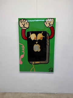 Modern Pop Art Resin Over Acrylic on Canvas Painting - Signed NB